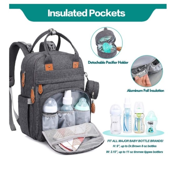 NWOT Grey Diaper Backpack - Picture 2 of 5